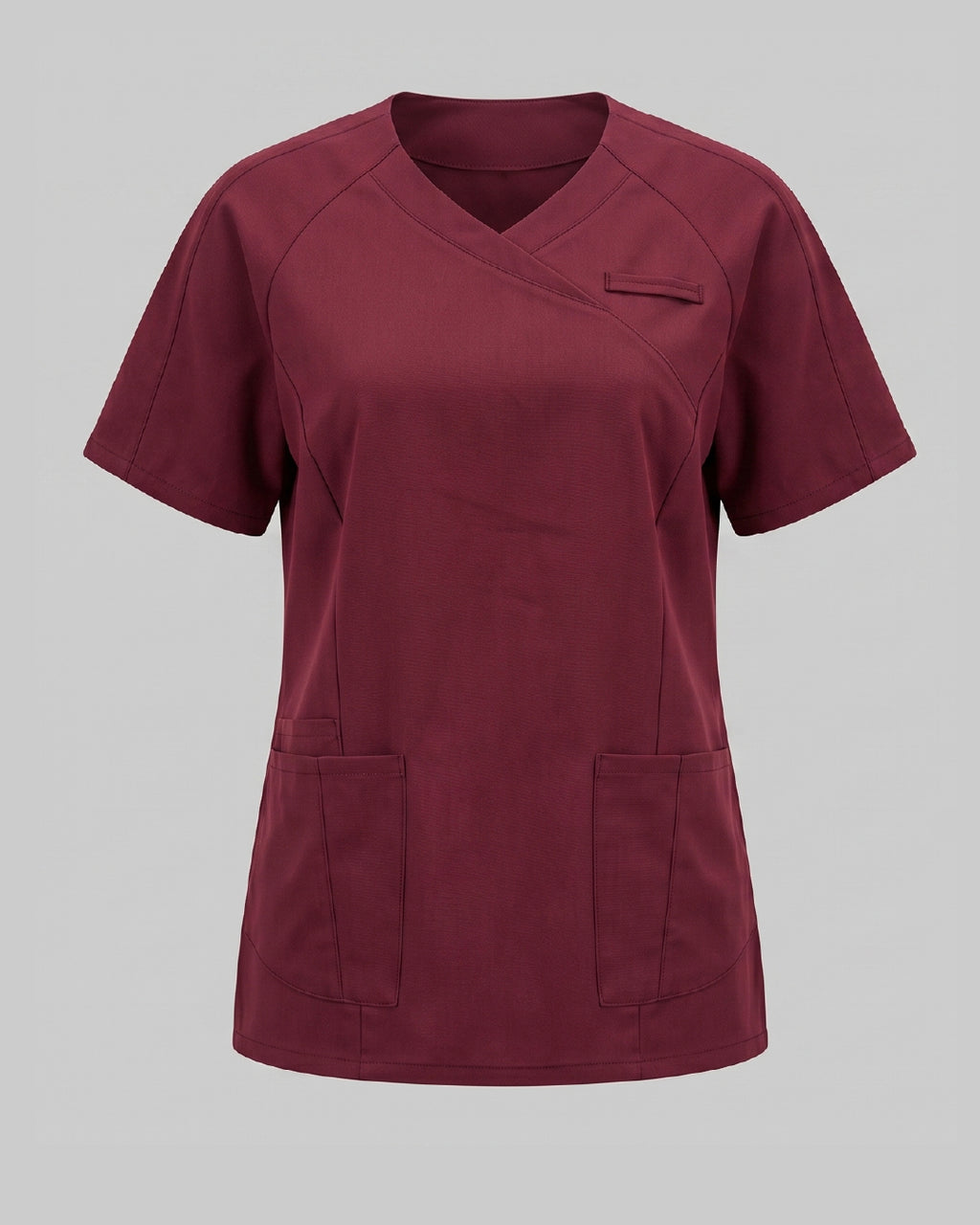 Wine wrap-neck scrub top