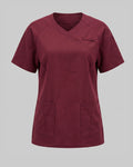 Wine wrap-neck scrub top