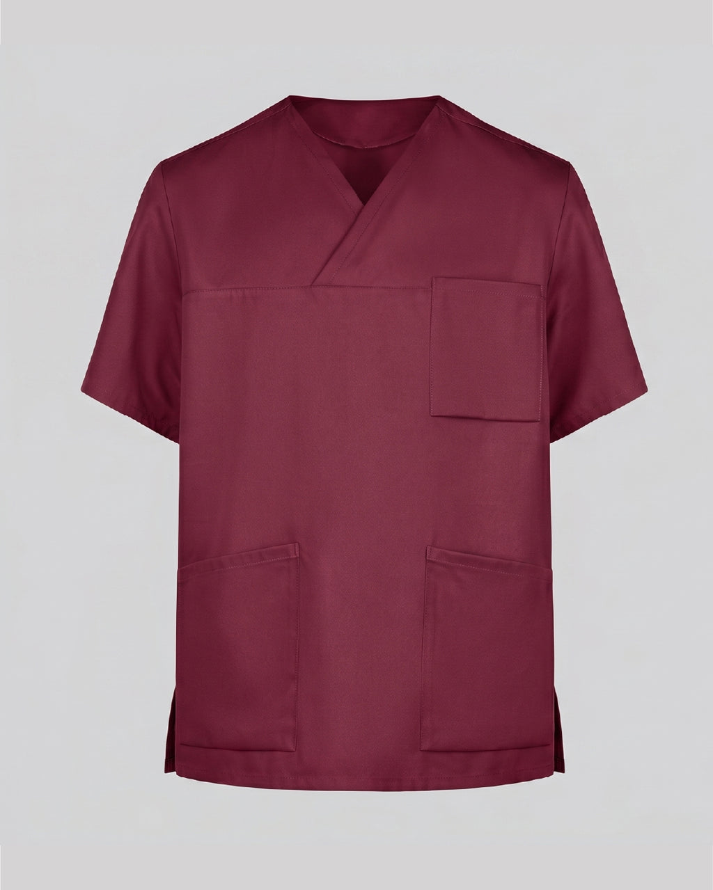 Wine cross-over V-neck scrub top