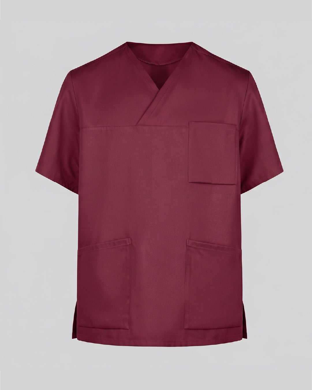 Wine cross-over V-neck scrub top